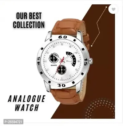 Stylish White Genuine Leather Analog Watches For Men-thumb4