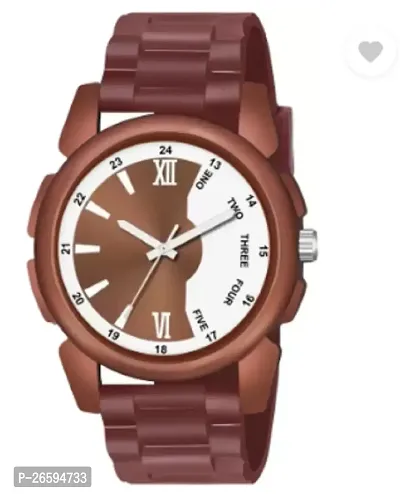 Stylish Brown PU Analog Watches For Men-thumb0