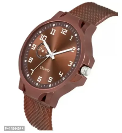 Stylish Brown PU Analog For Men-thumb2