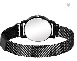 Designer Fashion Wrist Analog Watch - For Women New Fashion Dual Heart Silver Dial Black Magnet Strap For Girl-thumb2