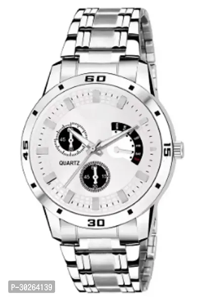 Stylish Silver Metal Analog Watch For Men-thumb0