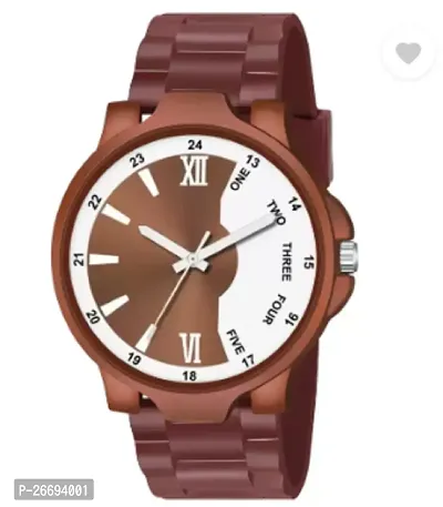 Stylish PU Brown Analog Watch For Men-thumb0