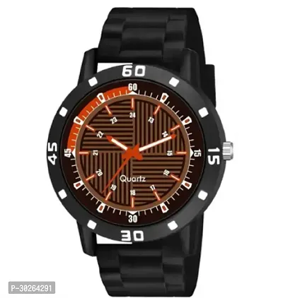 Stylish Black PU Analog Watch For Men-thumb0