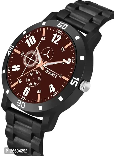 Stylish PU Brown Analog Watch For Men-thumb2