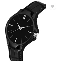 Stylish Black Genuine Leather Analog Watches For Men-thumb1