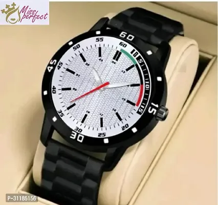 Stylish Black PU Analog Watch For Men