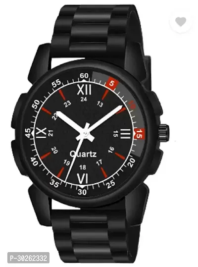 Stylish Black PU Analog Watch For Men-thumb0