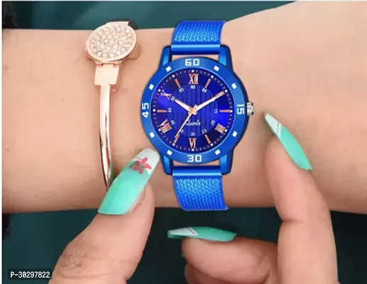 Stylish Blue PU Analog Watches For Women