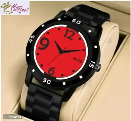 Stylish Black PU Analog Watch For Men-thumb0