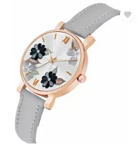 Flower Print Rose Cash Grey Belt Girls Watch-thumb2