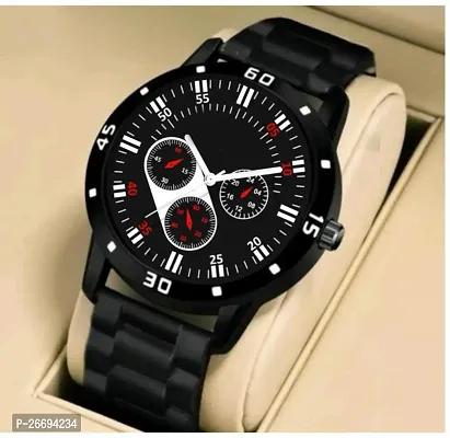 Stylish PU Black Analog Watch For Men