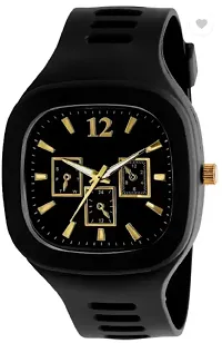 Stylish Black PU Analog Watches For Men-thumb1