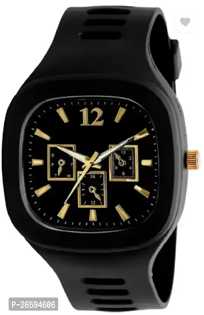 Stylish Black PU Analog Watches For Men-thumb2