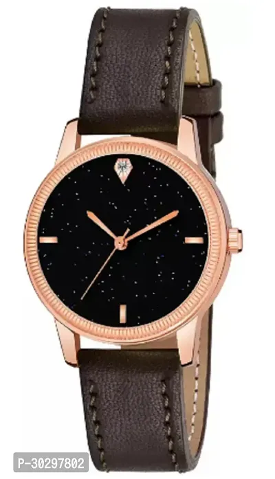 Stylish Brown Genuine Leather Analog Watches For Women-thumb2