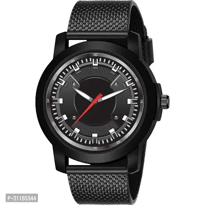 Stylish Black Pu Analog Watch For Men-thumb0