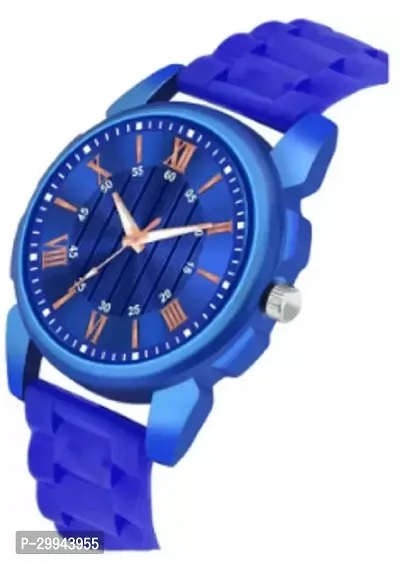 Stylish Blue PU Analog For Men-thumb2