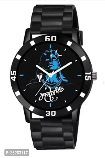 Stylish Black PU Analog Watch For Men-thumb2