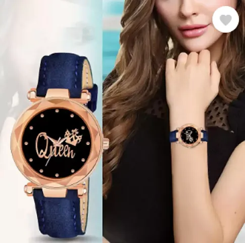 Fashionable Dial Genuine Leather Analog Watch For Women