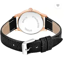 Girls Latest 4 Diamonds Black Leather Analog Watch-thumb3