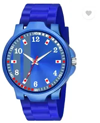 Stylish Blue PU Analog Watch For Men-thumb1