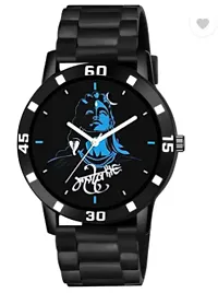 Stylish Black PU Analog Watches For Men-thumb3