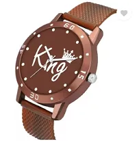 Stylish Brown PU Analog Watch For Men-thumb1