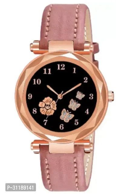 Butterfly Design Premium Leather Watch For Girls And Women-thumb0