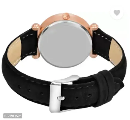 Stylish Black Genuine Leather Analog Watches For Women-thumb3