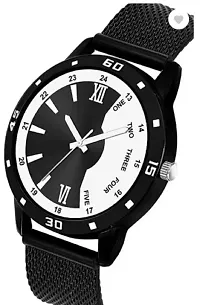 Stylish Black PU Analog Couple Watches For Men And Women, Pack Of 2-thumb2