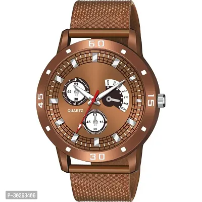 Stylish Brown Pu Analog Watch For Men