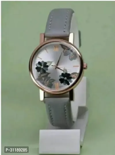 Flower Print Rose Cash Grey Belt Girls Watch-thumb0