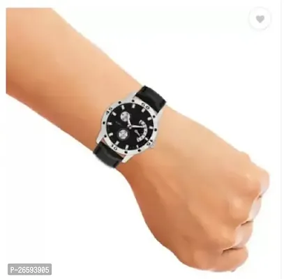 Stylish Black Genuine Leather Analog Watches For Men-thumb5