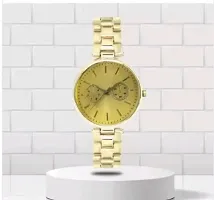 Stylish Golden Metal Analog Watches For Women-thumb2