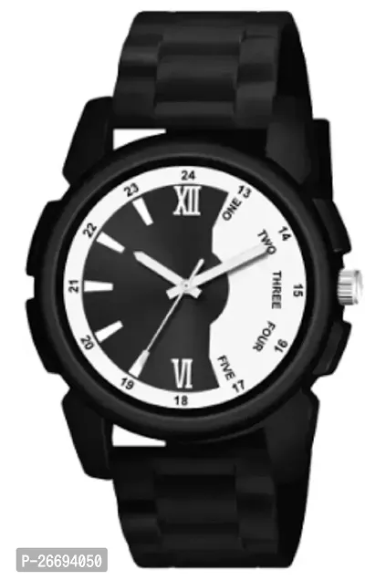 Stylish PU Black Analog Watch For Men