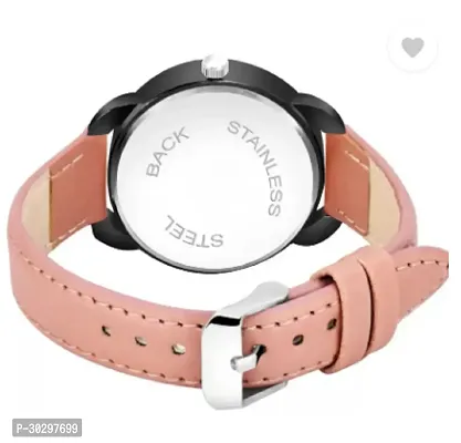 Stylish Peach Genuine Leather Analog Watches For Women-thumb3