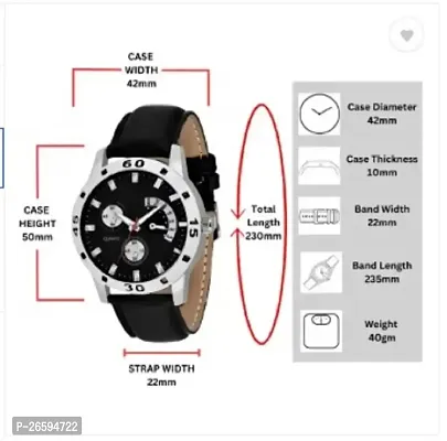 Stylish Black Genuine Leather Analog Watches For Men-thumb0