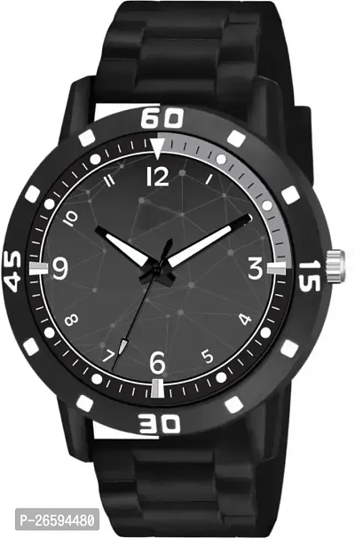 Stylish Black PU Analog Watches For Men-thumb2