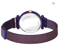 Analog Watch - For Girls New Queen Black Dial Purple Magnet Strap Watch-thumb3