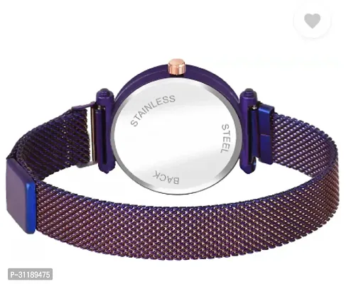 Analog Watch - For Girls New Queen Black Dial Purple Magnet Strap Watch-thumb4