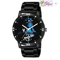 Stylish Black PU Analog Watch For Men-thumb1