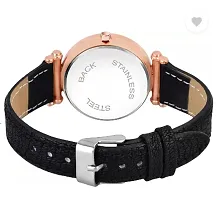 Analog Watch - For Girls Ixia Black Dial Rose Gold Case Black Leather Strap-thumb3