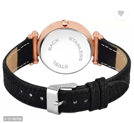 Analog Watch - For Girls Ixia Black Dial Rose Gold Case Black Leather Strap-thumb4