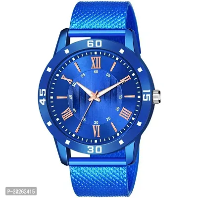 Stylish Blue Pu Analog Watch For Men-thumb0