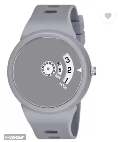 Stylish Grey PU Analog For Men-thumb0