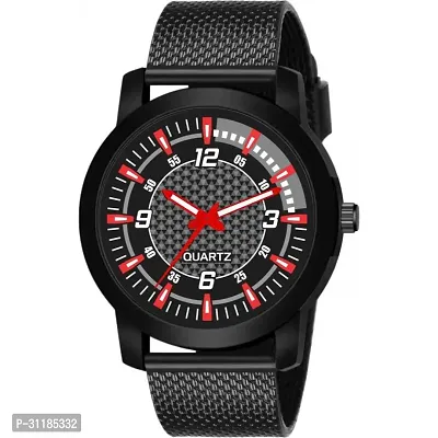 Stylish Black Pu Analog Watch For Men