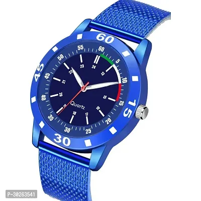 Stylish Blue Pu Analog Watch For Men-thumb0