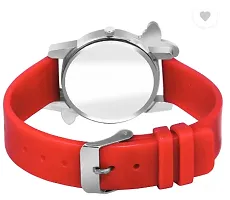 Analog Watch - For Girls Red Dual Flower Dial Red Pu Strap Watch For Girl-thumb3