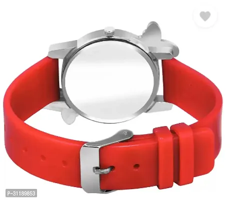 Analog Watch - For Girls Red Dual Flower Dial Red Pu Strap Watch For Girl-thumb4