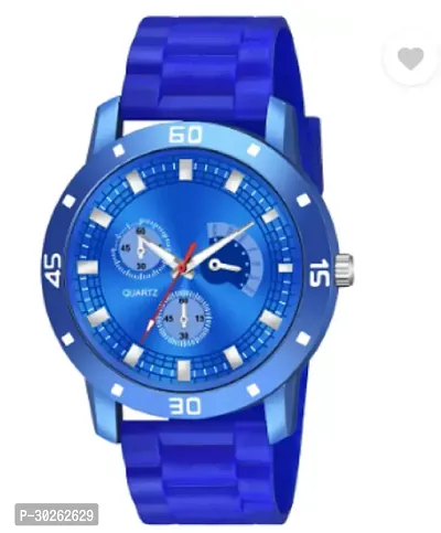 Stylish Blue PU Analog Watch For Men-thumb0