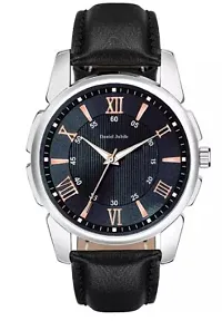 Stylish Black Genuine Leather Analog Watch For Men-thumb1